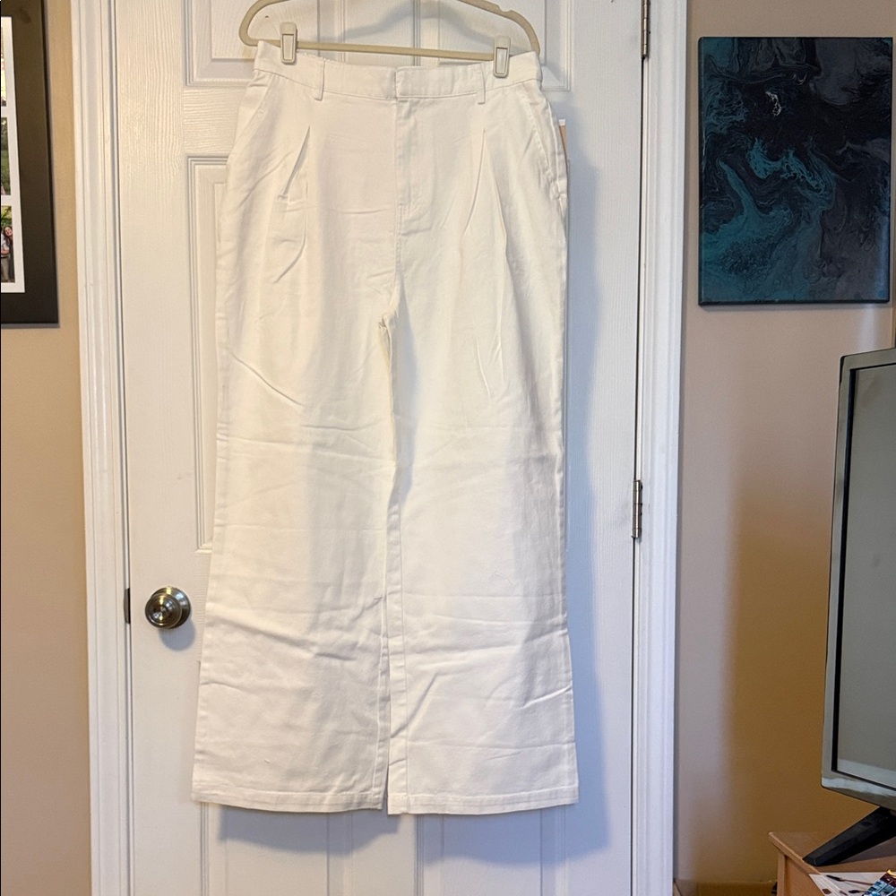 JustFab Cream Wide Leg Pants